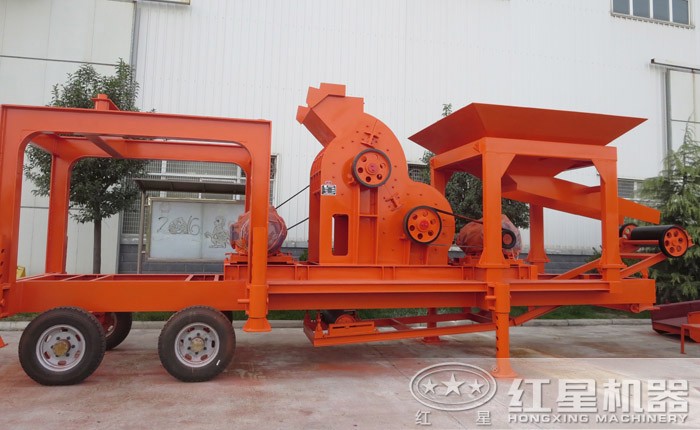 簡易式破碎站，搭載雙級錘式粉碎機