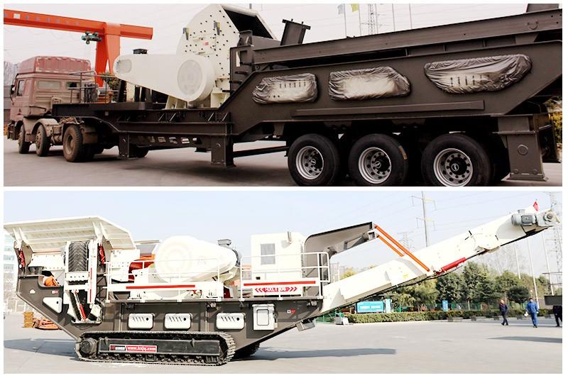 中型流動碎石機有履帶式、輪胎式