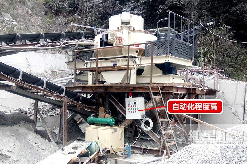 VSI制砂機(jī)現(xiàn)場(chǎng)，自動(dòng)化程度高